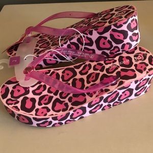Girls Flip Flops - Pink Leopard